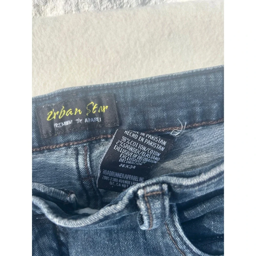 Urban Star Mens Premium Apparel Straight Leg Jeans Dark Wash Blue 36x34